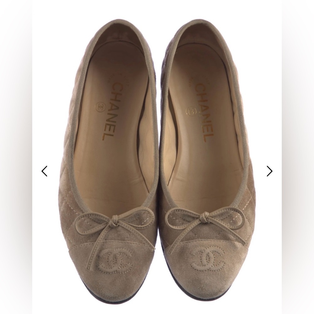 CHANEL Suede Quilted Ballets - Size 36